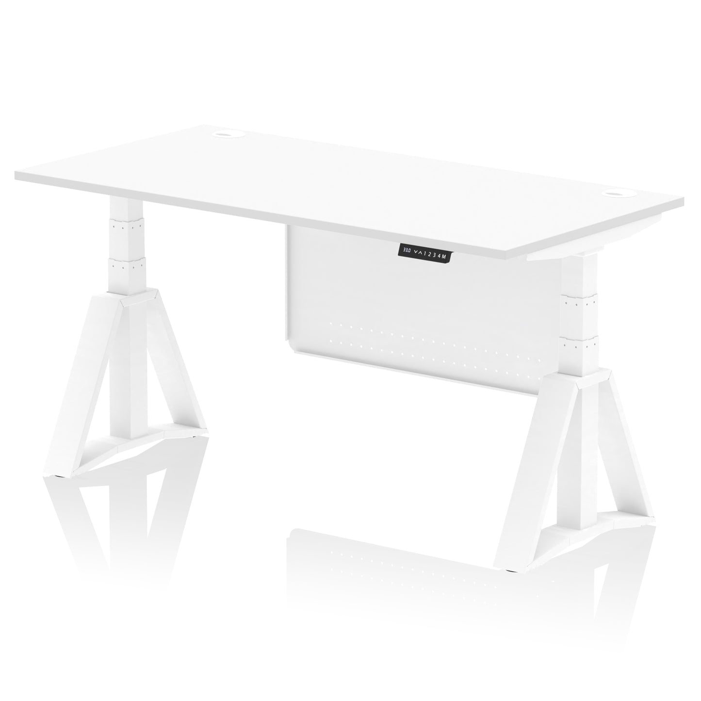 Air Height Adjustable Desk With Cable Ports With Steel Modesty Panel With Piste Foot - 1200mm, 1400mm, 1600mm or 1800mm - Multiple Colour Options