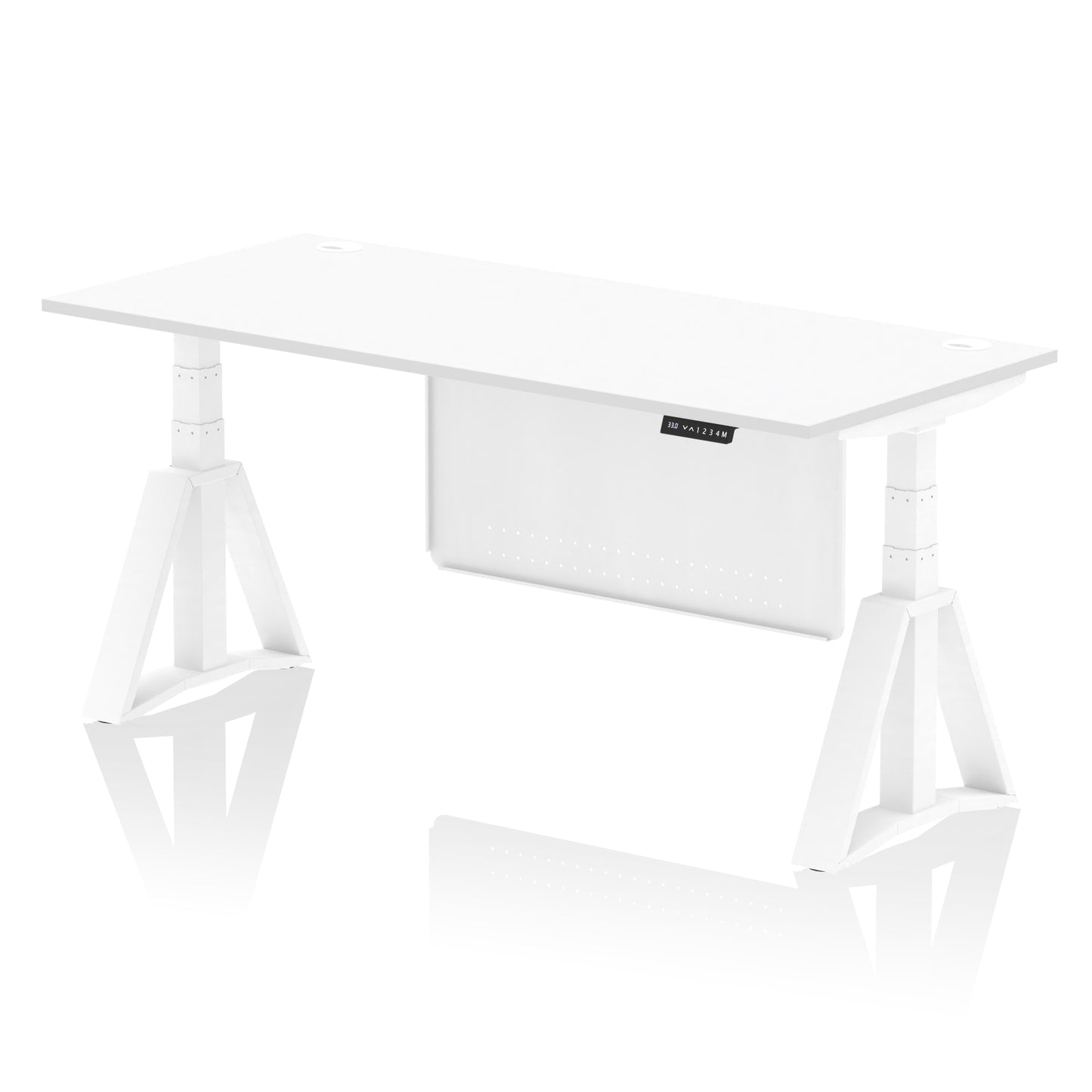 Air Height Adjustable Desk With Cable Ports With Steel Modesty Panel With Piste Foot - 1200mm, 1400mm, 1600mm or 1800mm - Multiple Colour Options