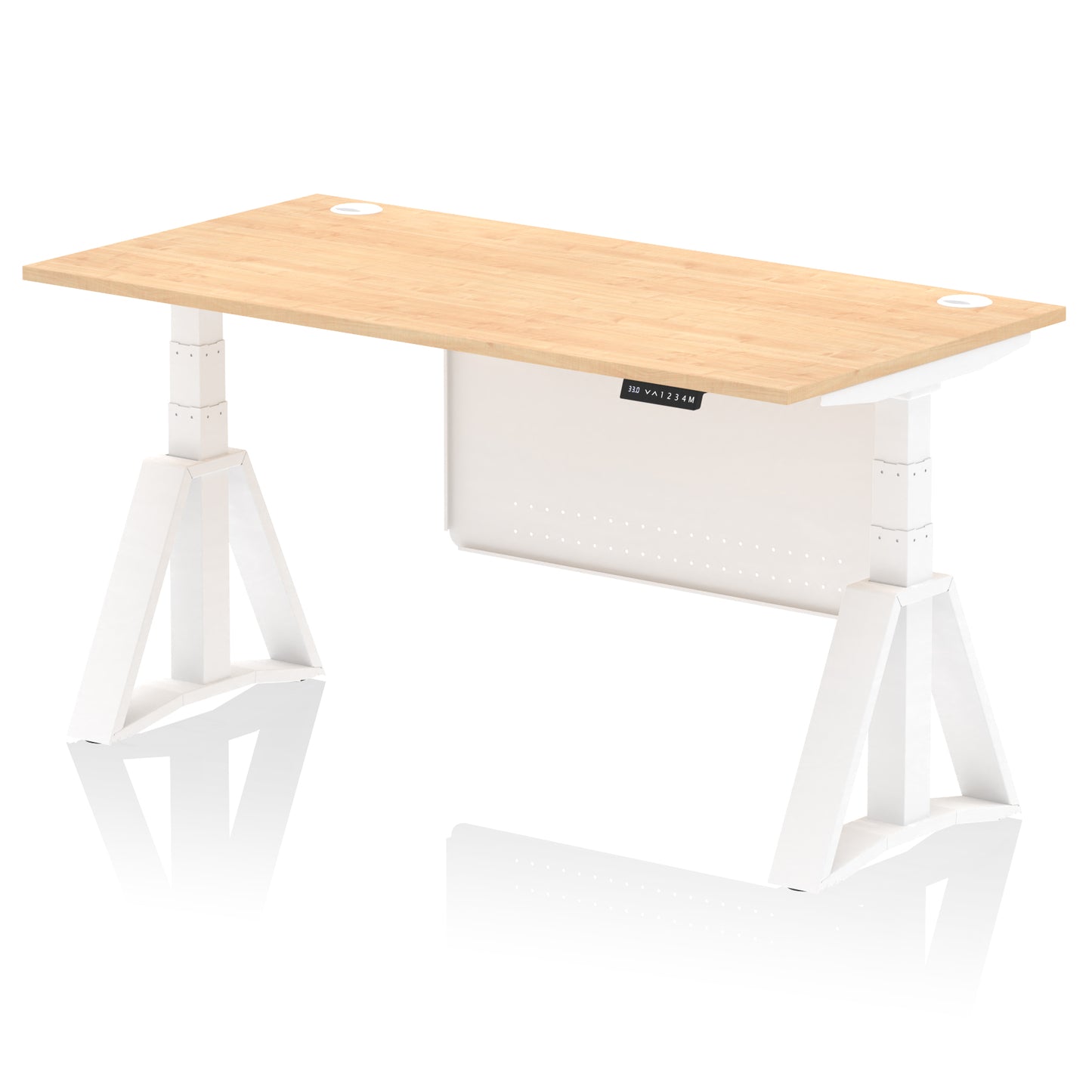 Air Height Adjustable Desk With Cable Ports With Steel Modesty Panel With Piste Foot - 1200mm, 1400mm, 1600mm or 1800mm - Multiple Colour Options