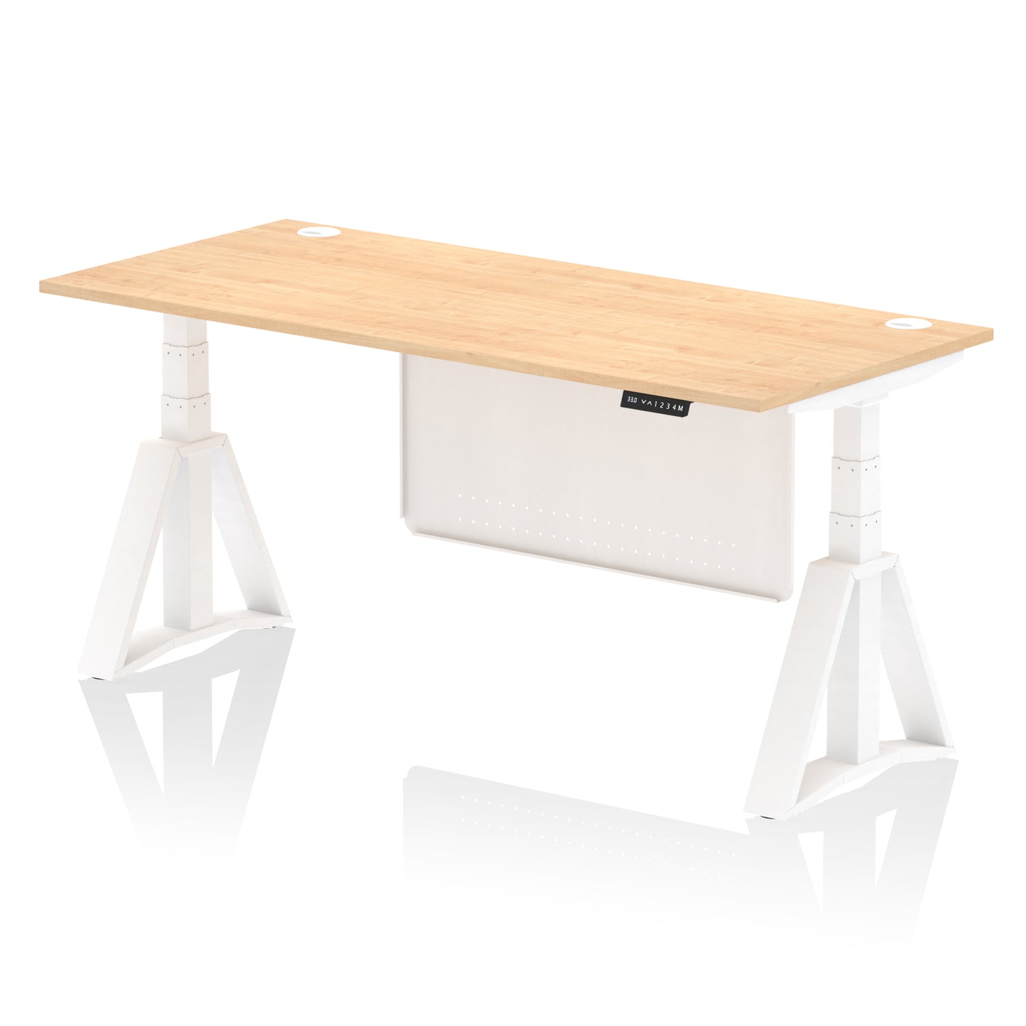 Air Height Adjustable Desk With Cable Ports With Steel Modesty Panel With Piste Foot - 1200mm, 1400mm, 1600mm or 1800mm - Multiple Colour Options