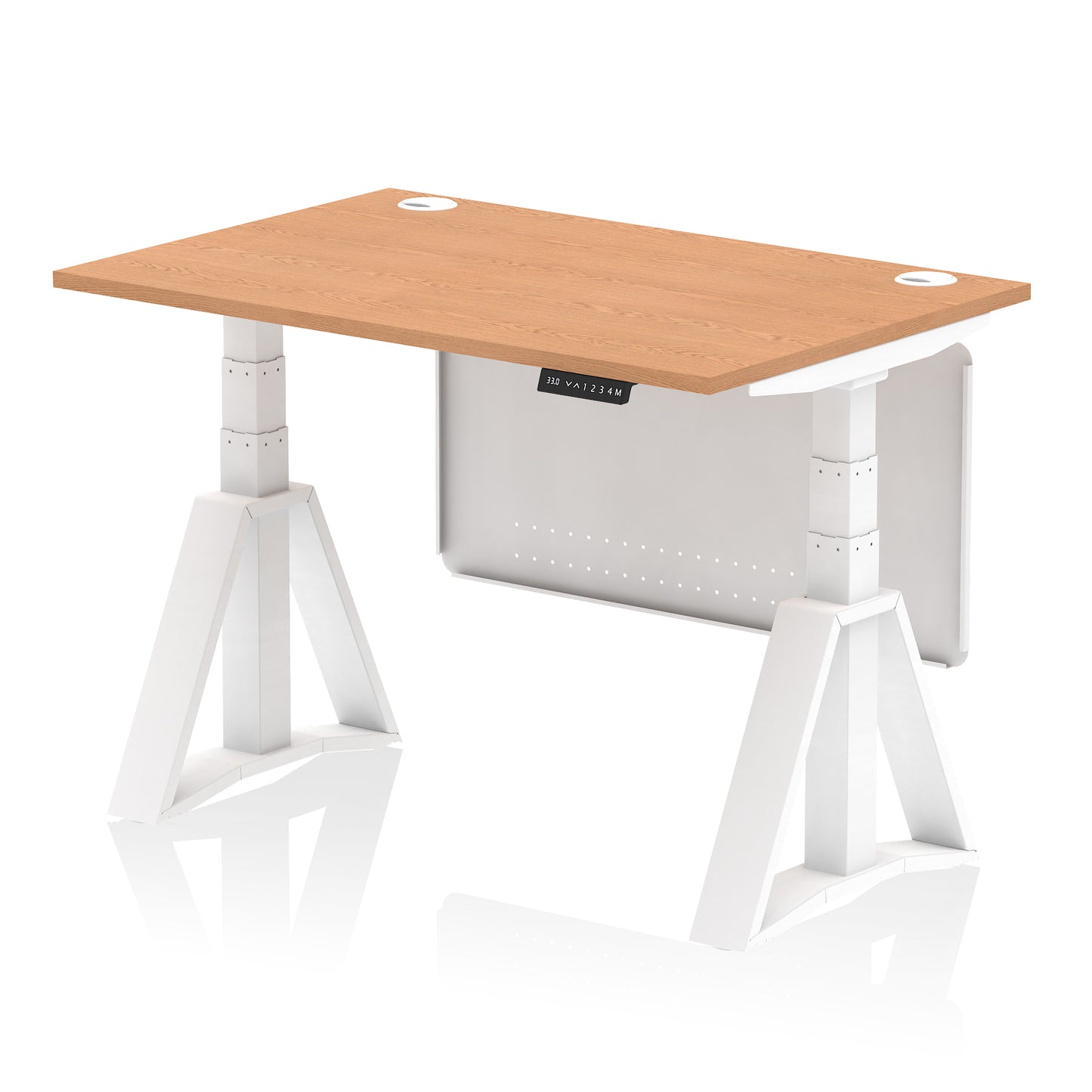 Air Height Adjustable Desk With Cable Ports With Steel Modesty Panel With Piste Foot - 1200mm, 1400mm, 1600mm or 1800mm - Multiple Colour Options