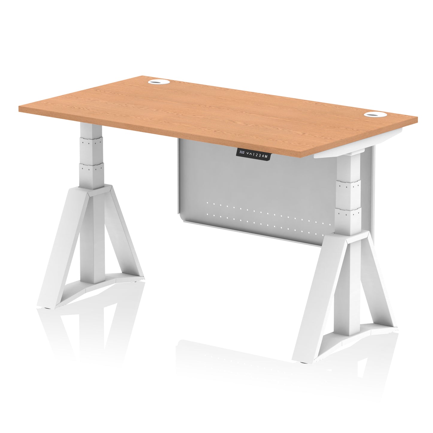 Air Height Adjustable Desk With Cable Ports With Steel Modesty Panel With Piste Foot - 1200mm, 1400mm, 1600mm or 1800mm - Multiple Colour Options