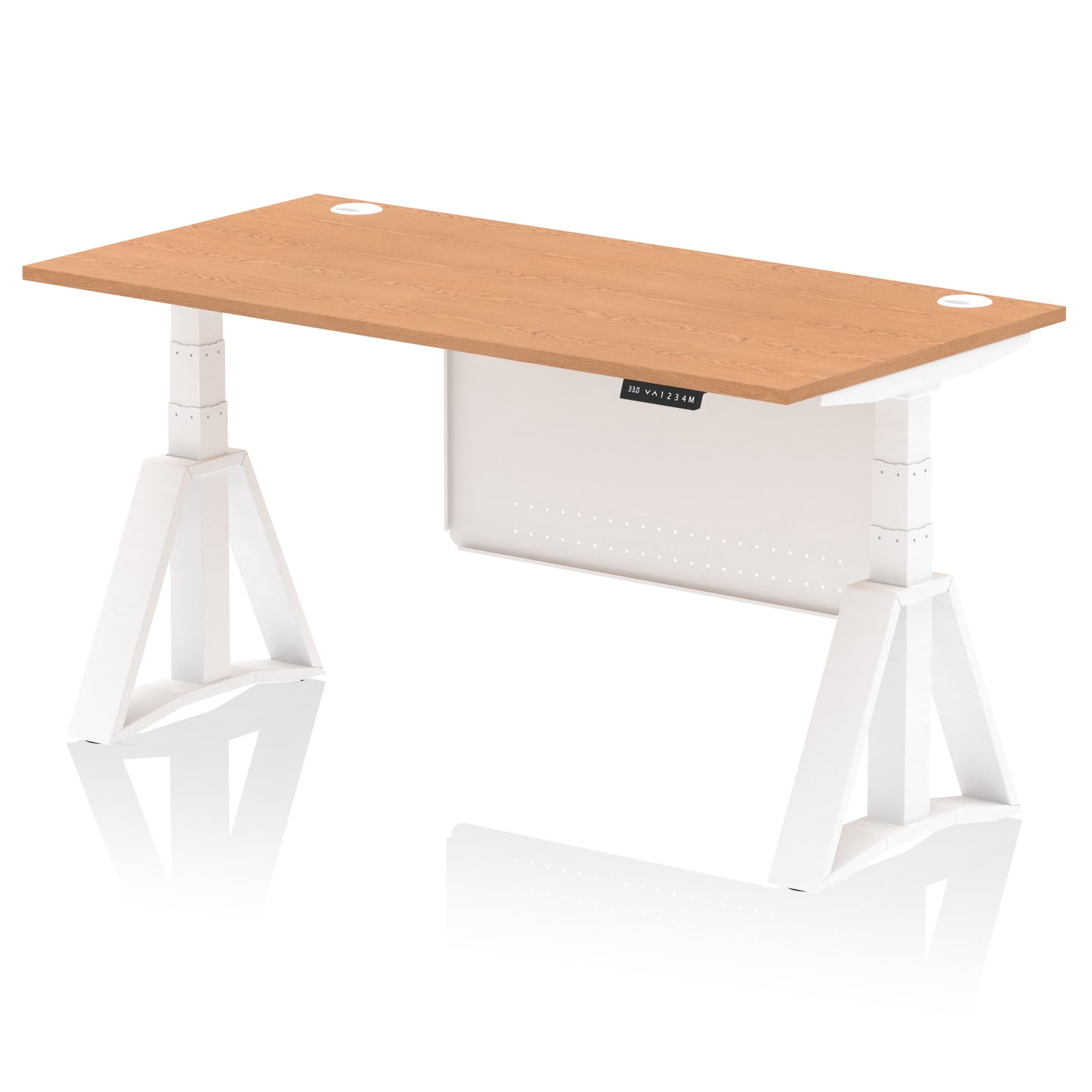 Air Height Adjustable Desk With Cable Ports With Steel Modesty Panel With Piste Foot - 1200mm, 1400mm, 1600mm or 1800mm - Multiple Colour Options