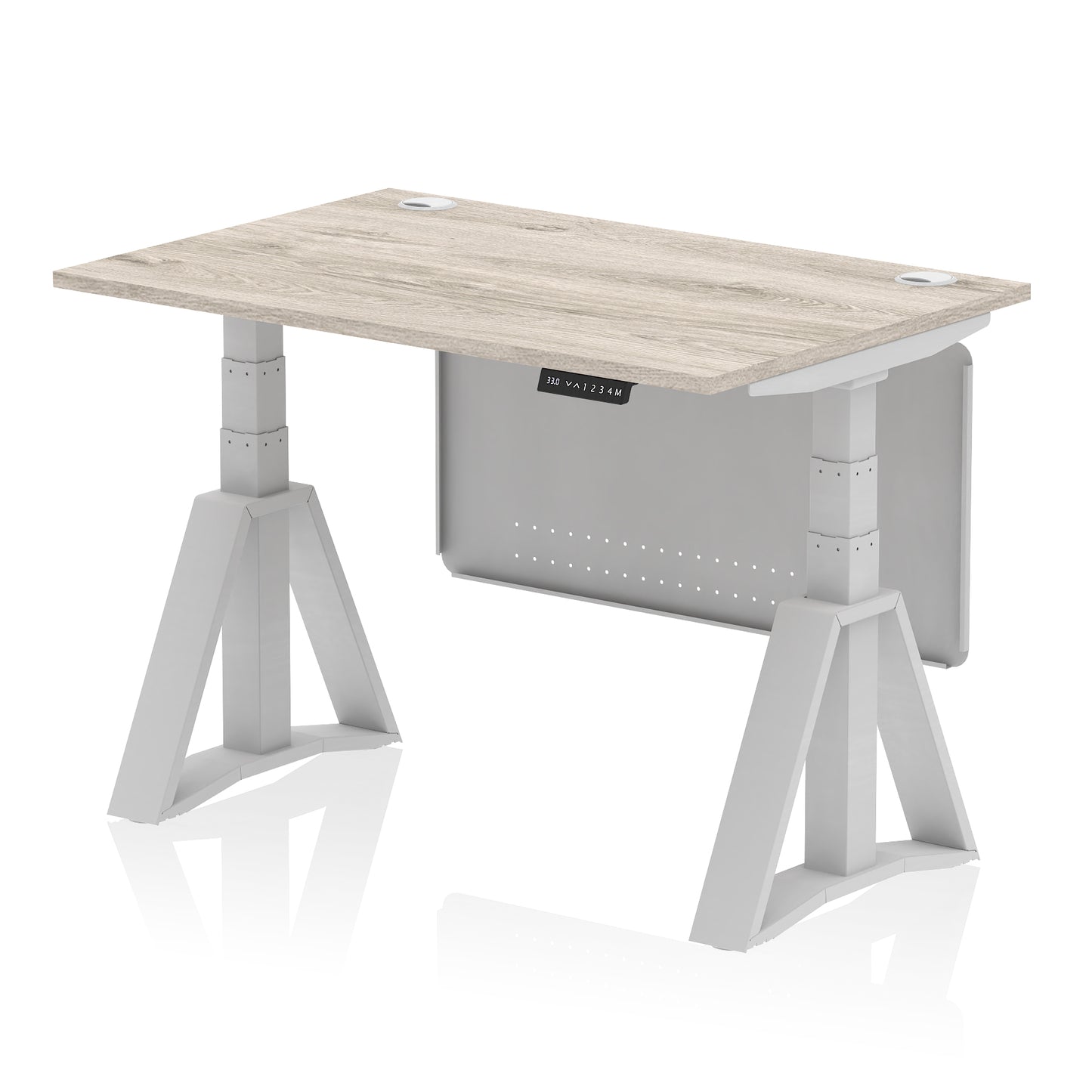 Air Height Adjustable Desk With Cable Ports With Steel Modesty Panel With Piste Foot - 1200mm, 1400mm, 1600mm or 1800mm - Multiple Colour Options