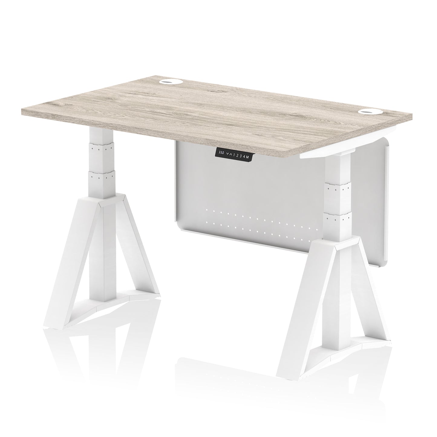 Air Height Adjustable Desk With Cable Ports With Steel Modesty Panel With Piste Foot - 1200mm, 1400mm, 1600mm or 1800mm - Multiple Colour Options