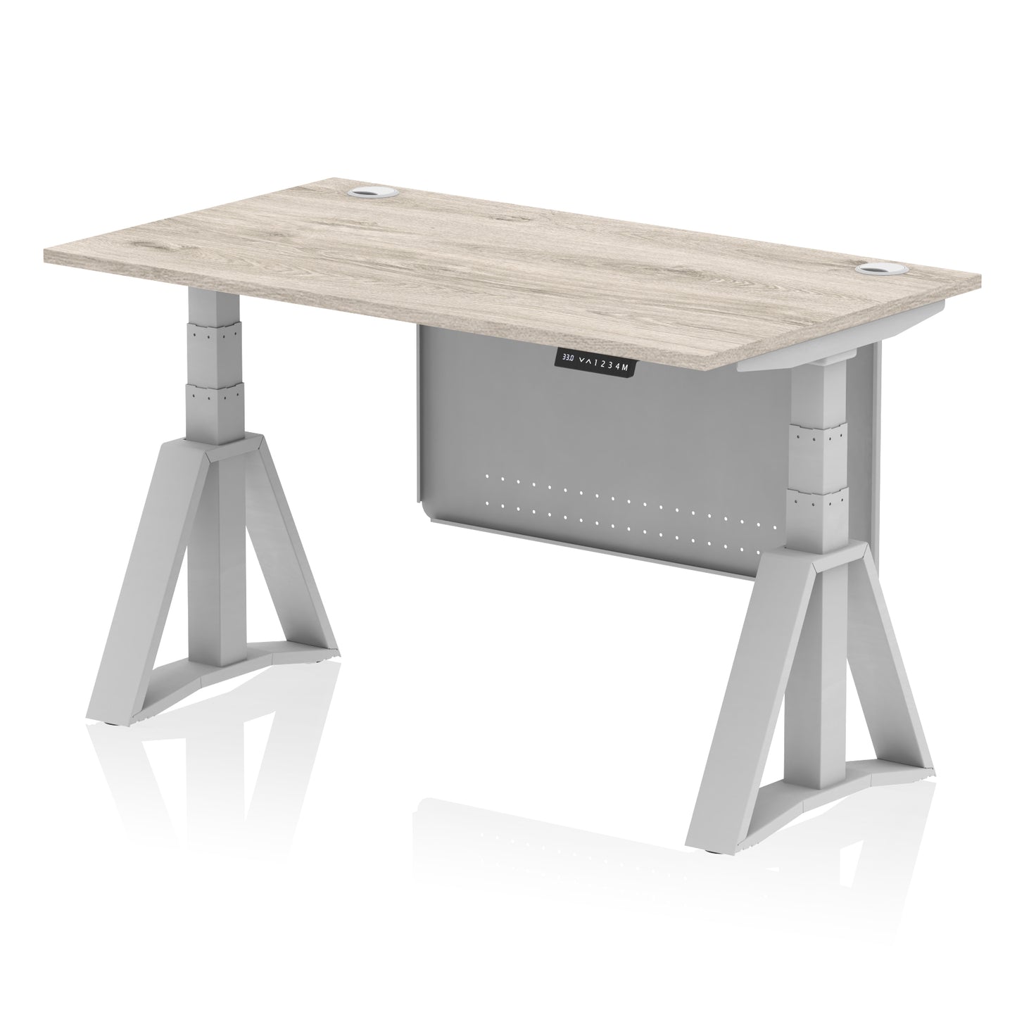 Air Height Adjustable Desk With Cable Ports With Steel Modesty Panel With Piste Foot - 1200mm, 1400mm, 1600mm or 1800mm - Multiple Colour Options