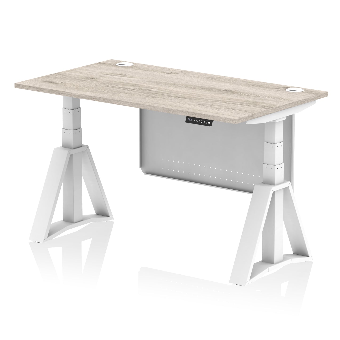 Air Height Adjustable Desk With Cable Ports With Steel Modesty Panel With Piste Foot - 1200mm, 1400mm, 1600mm or 1800mm - Multiple Colour Options