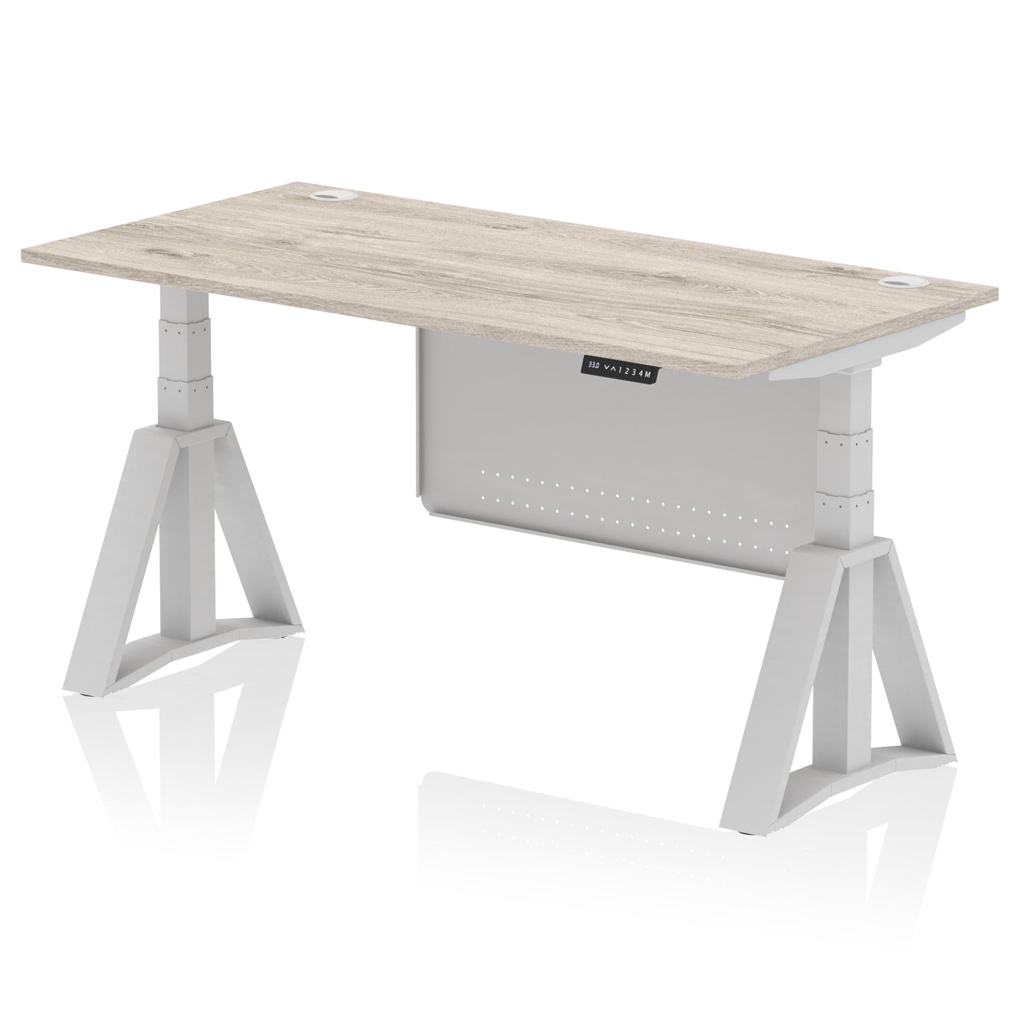 Air Height Adjustable Desk With Cable Ports With Steel Modesty Panel With Piste Foot - 1200mm, 1400mm, 1600mm or 1800mm - Multiple Colour Options