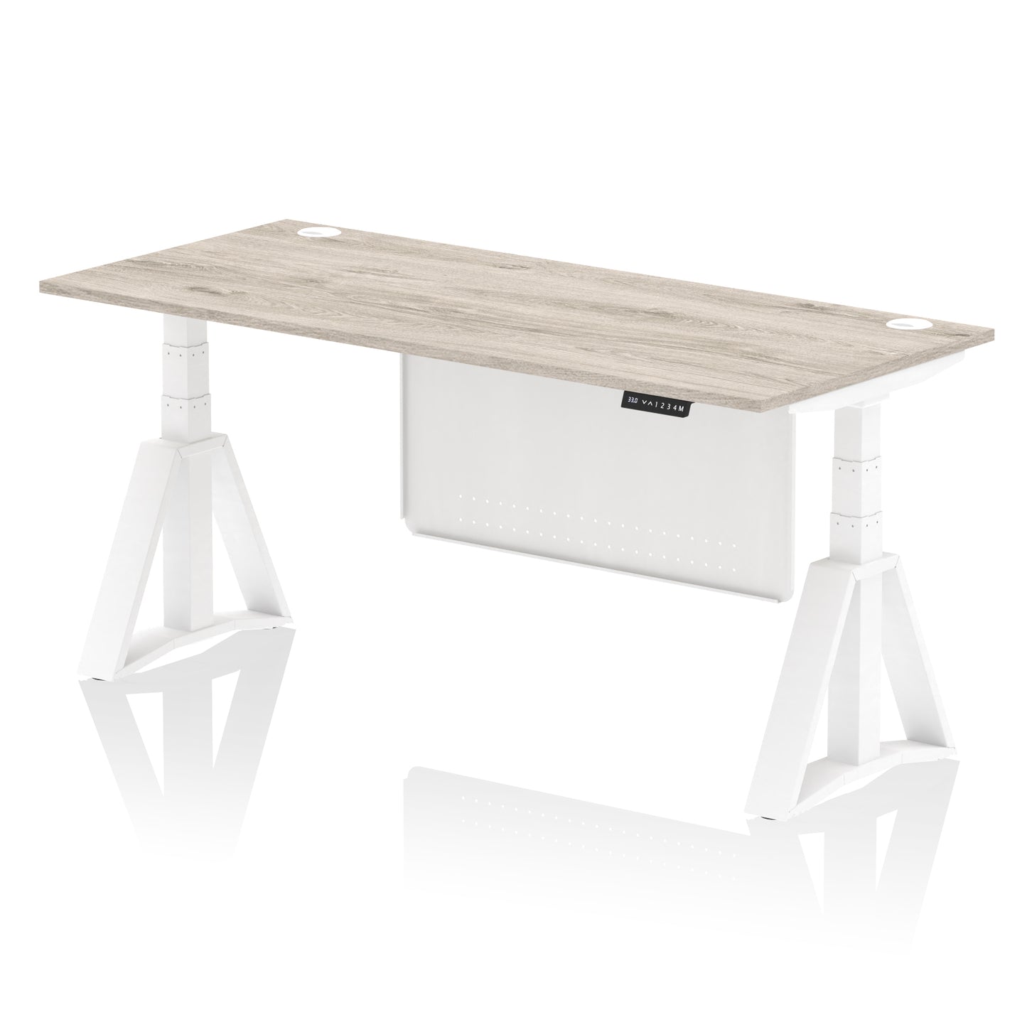 Air Height Adjustable Desk With Cable Ports With Steel Modesty Panel With Piste Foot - 1200mm, 1400mm, 1600mm or 1800mm - Multiple Colour Options
