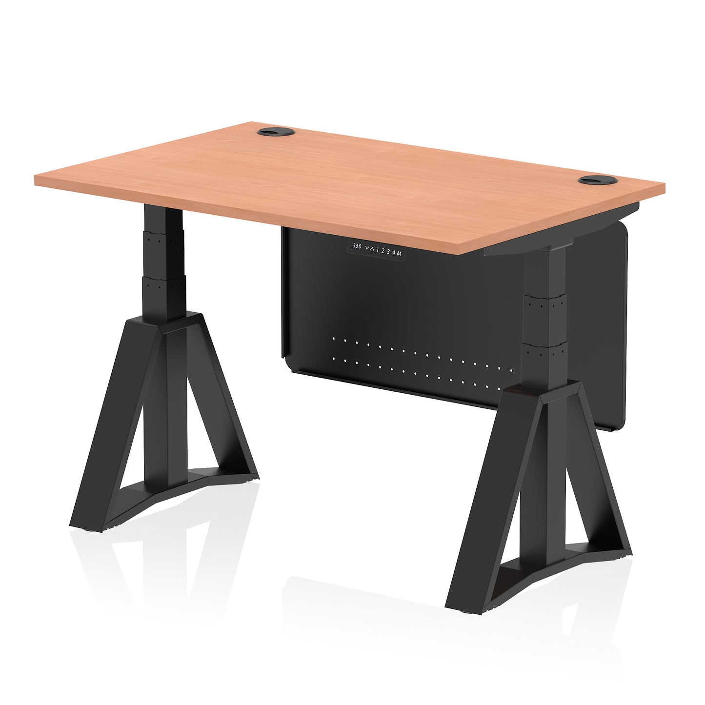 Air Height Adjustable Desk With Cable Ports With Steel Modesty Panel With Piste Foot - 1200mm, 1400mm, 1600mm or 1800mm - Multiple Colour Options