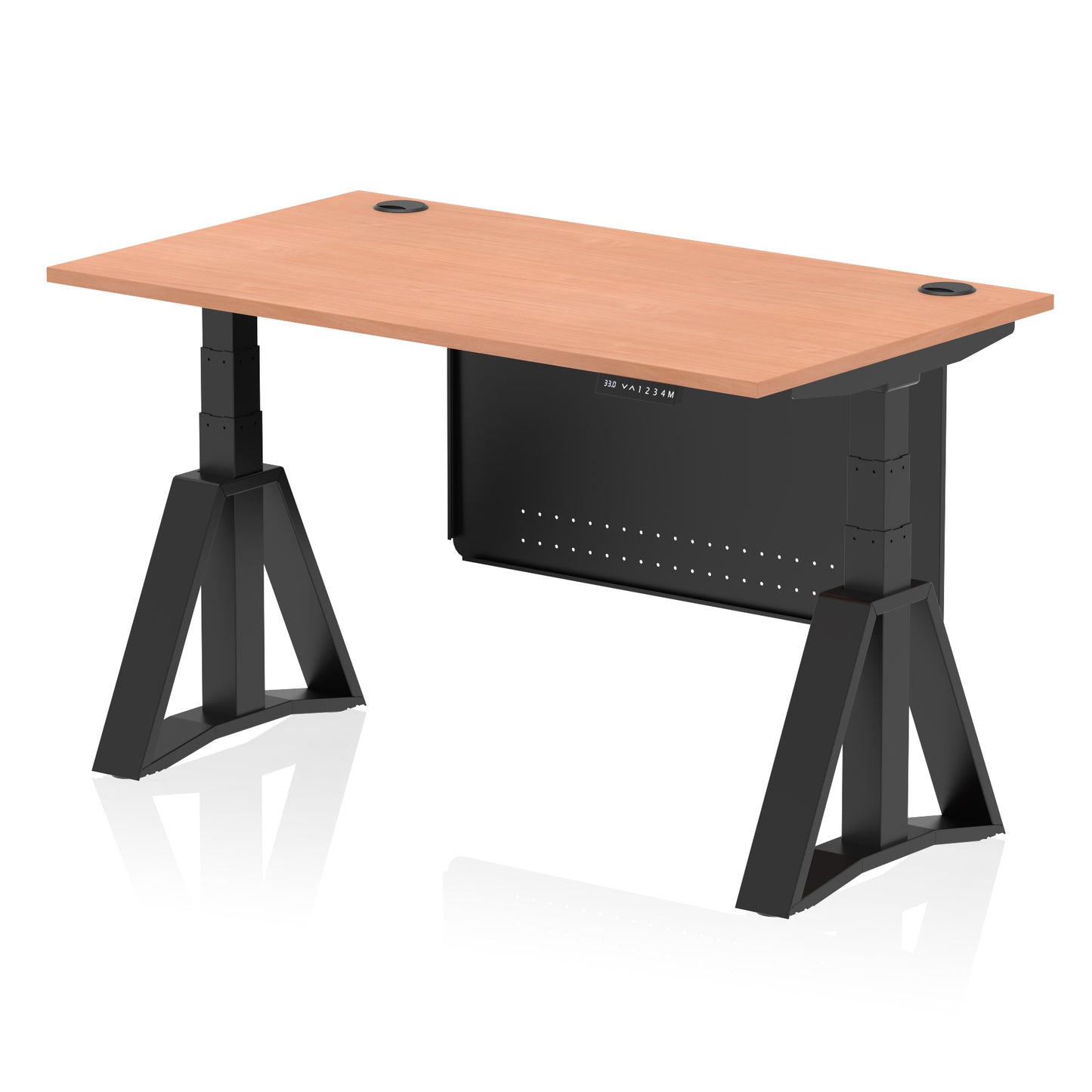 Air Height Adjustable Desk With Cable Ports With Steel Modesty Panel With Piste Foot - 1200mm, 1400mm, 1600mm or 1800mm - Multiple Colour Options