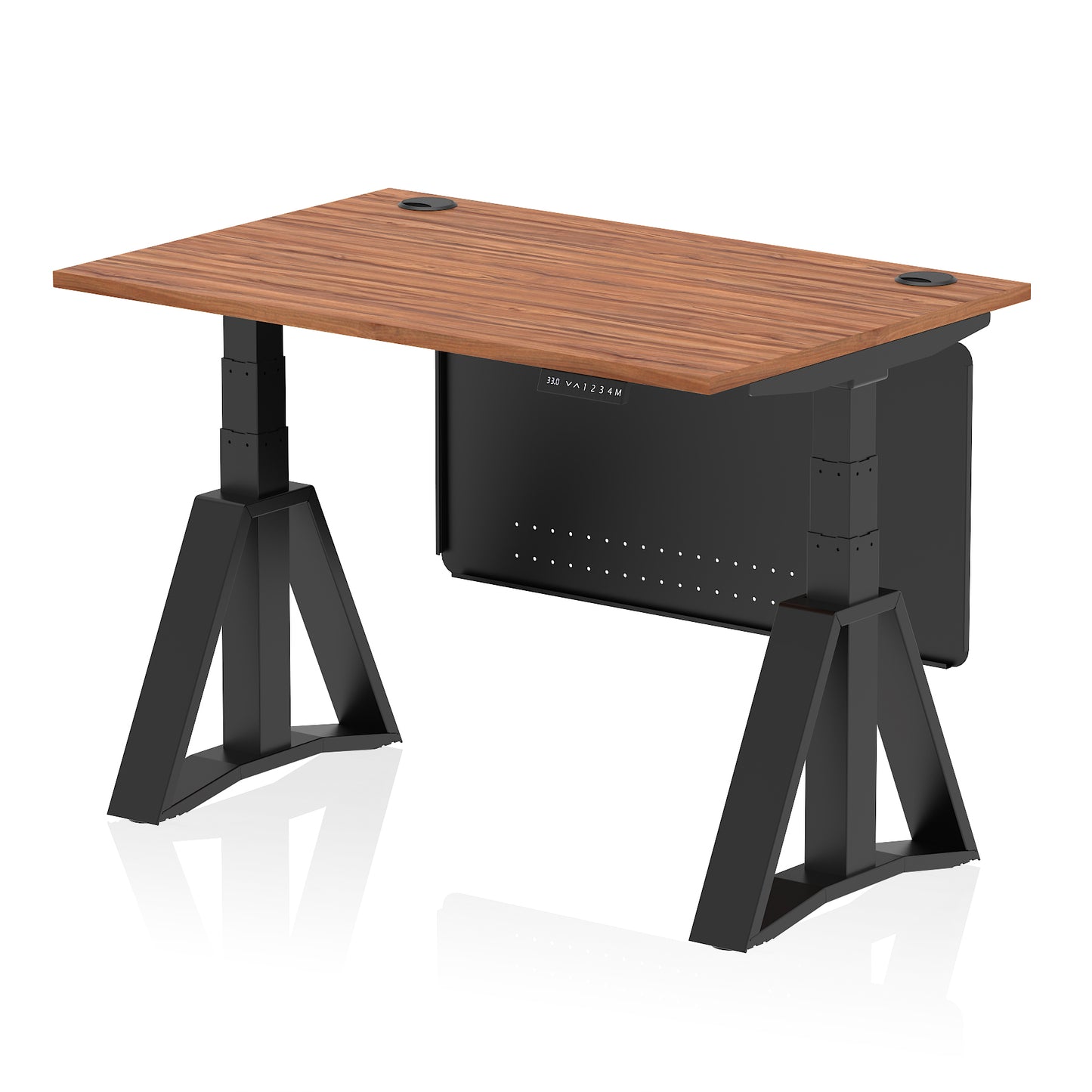 Air Height Adjustable Desk With Cable Ports With Steel Modesty Panel With Piste Foot - 1200mm, 1400mm, 1600mm or 1800mm - Multiple Colour Options