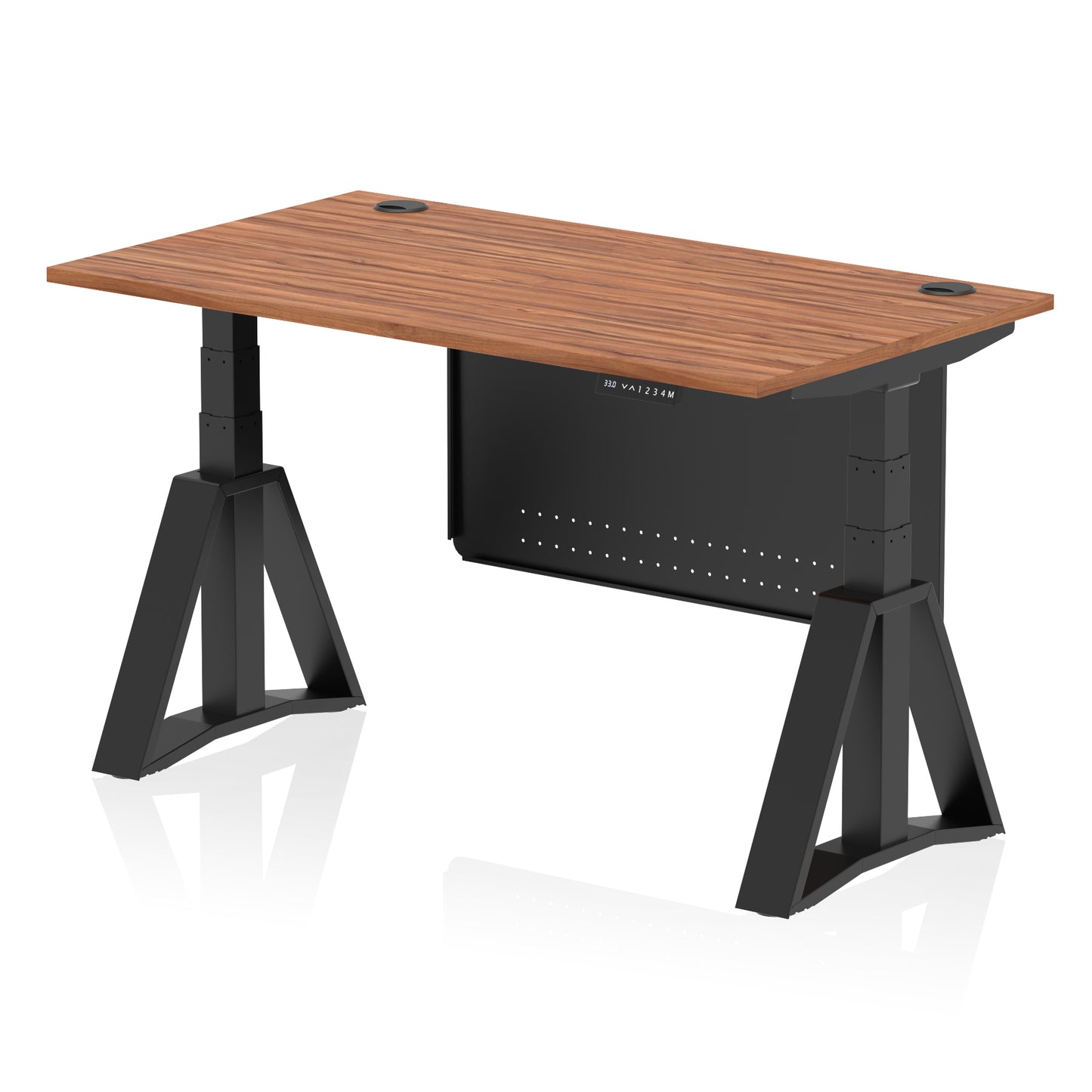 Air Height Adjustable Desk With Cable Ports With Steel Modesty Panel With Piste Foot - 1200mm, 1400mm, 1600mm or 1800mm - Multiple Colour Options