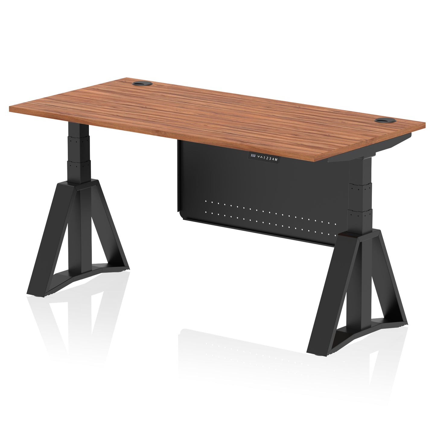 Air Height Adjustable Desk With Cable Ports With Steel Modesty Panel With Piste Foot - 1200mm, 1400mm, 1600mm or 1800mm - Multiple Colour Options
