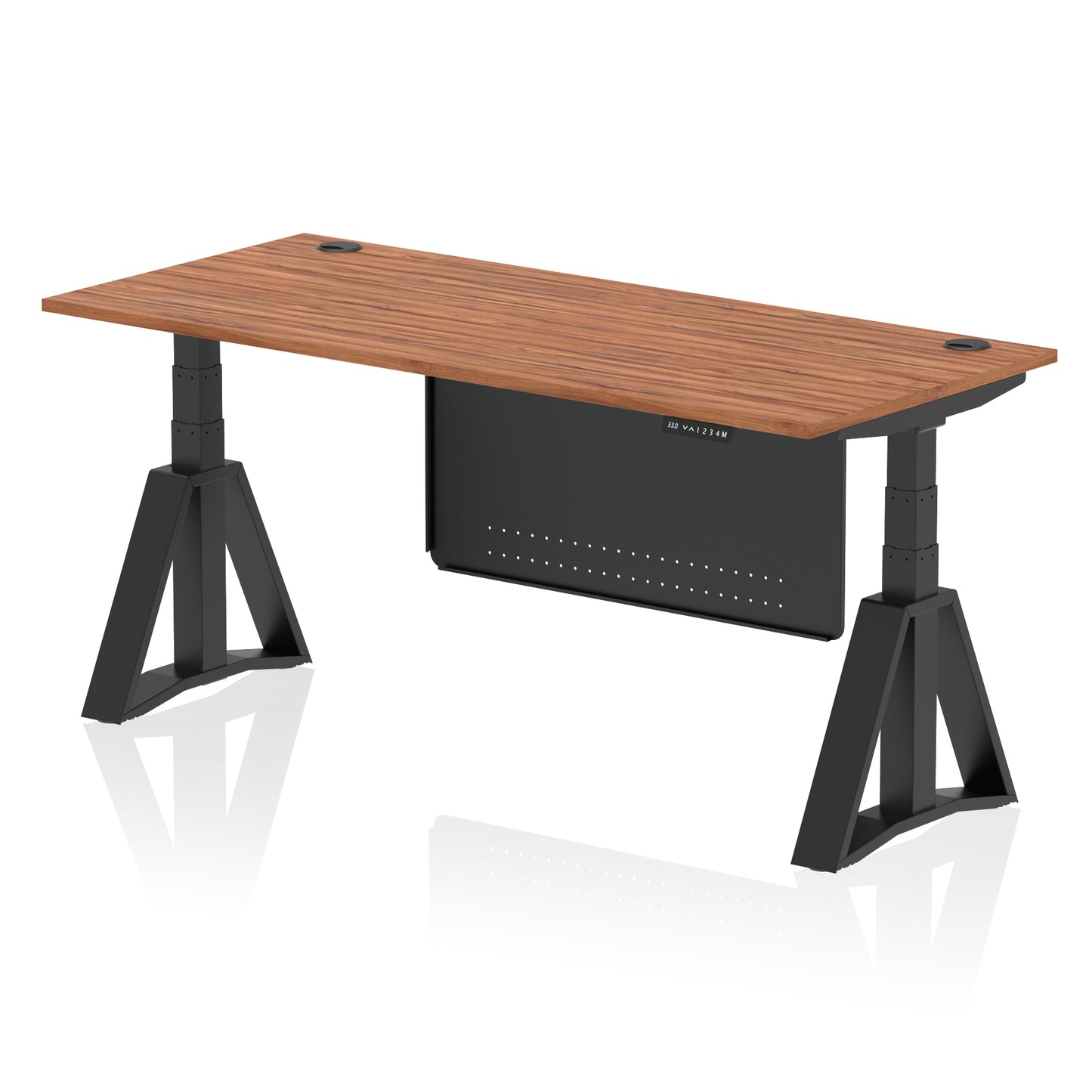 Air Height Adjustable Desk With Cable Ports With Steel Modesty Panel With Piste Foot - 1200mm, 1400mm, 1600mm or 1800mm - Multiple Colour Options