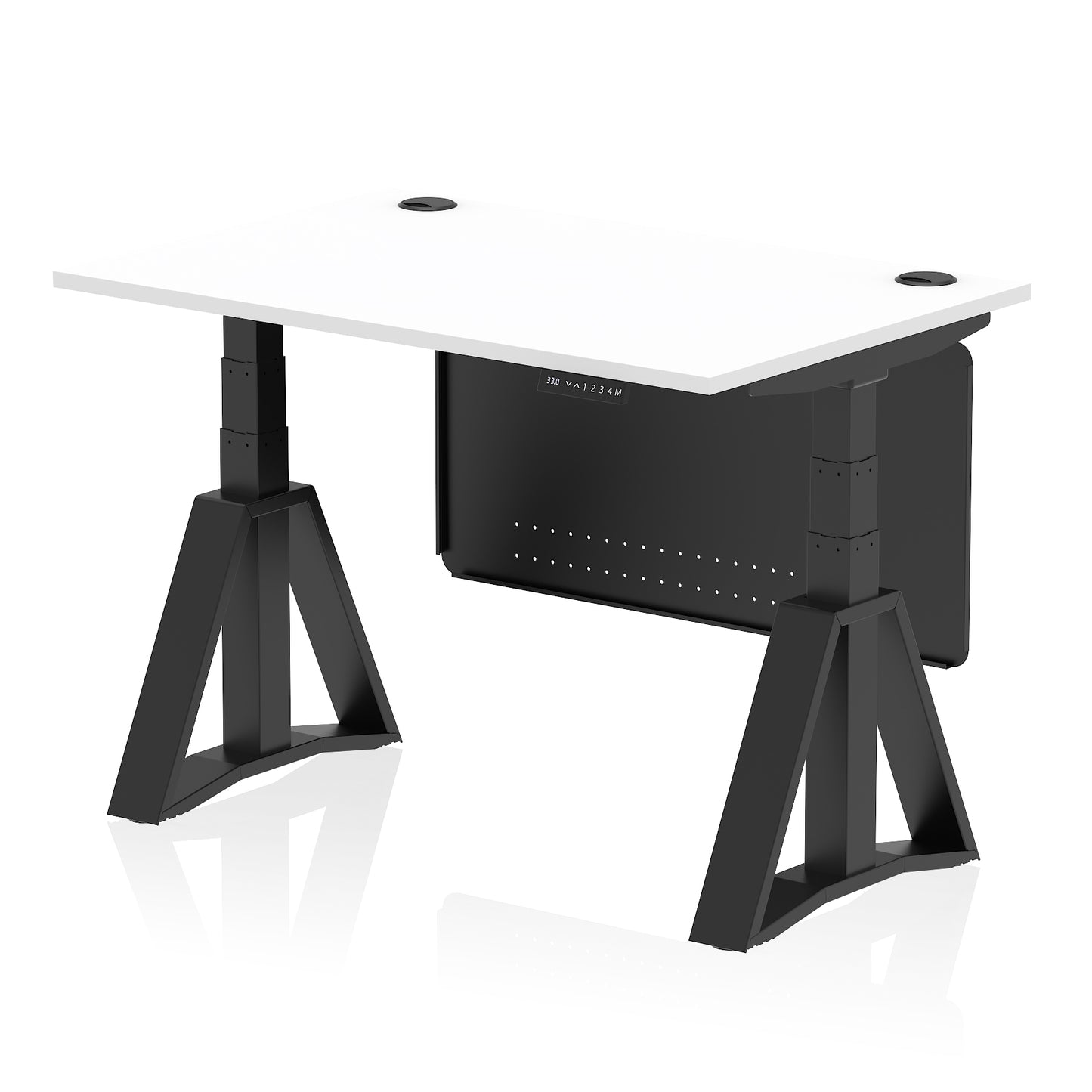 Air Height Adjustable Desk With Cable Ports With Steel Modesty Panel With Piste Foot - 1200mm, 1400mm, 1600mm or 1800mm - Multiple Colour Options
