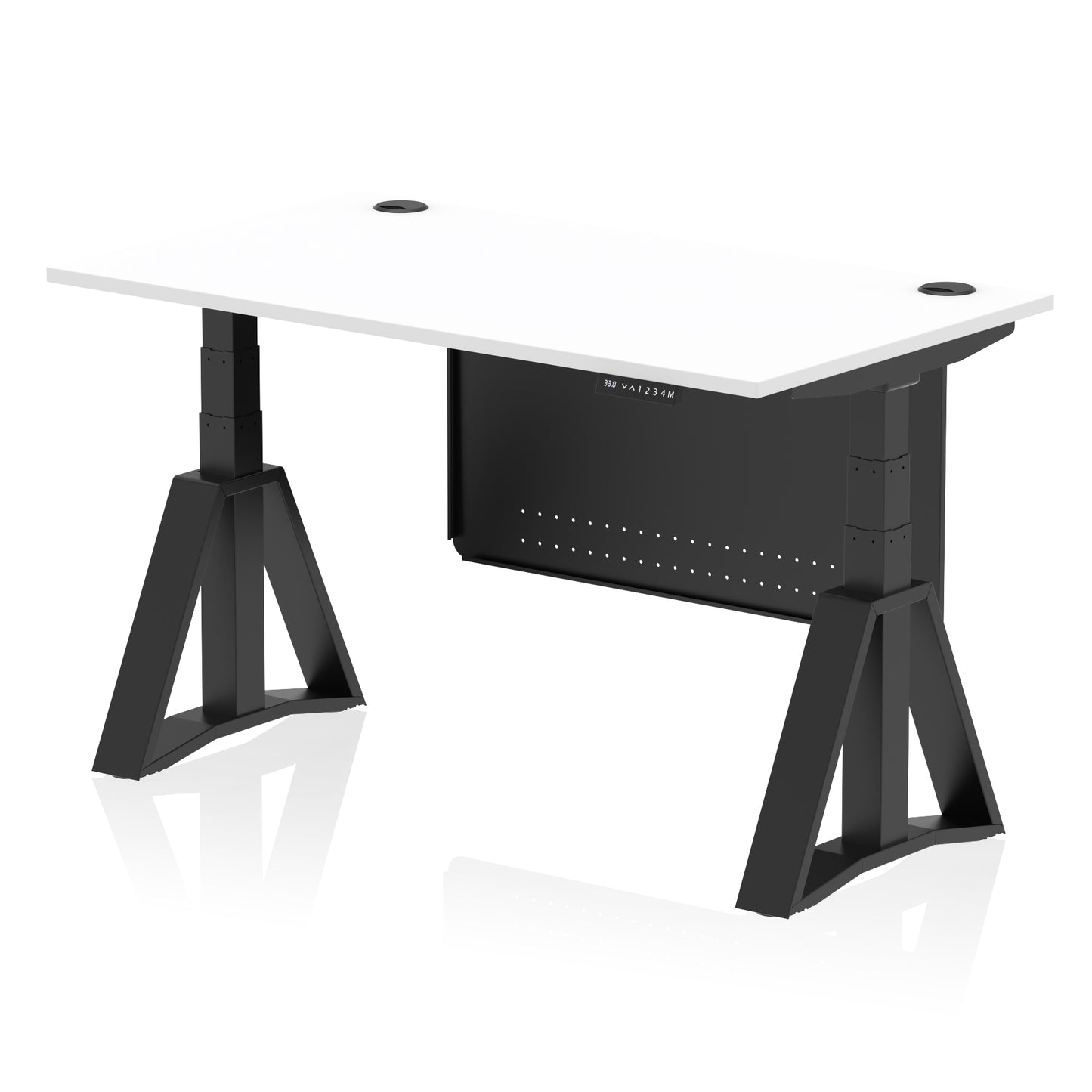 Air Height Adjustable Desk With Cable Ports With Steel Modesty Panel With Piste Foot - 1200mm, 1400mm, 1600mm or 1800mm - Multiple Colour Options
