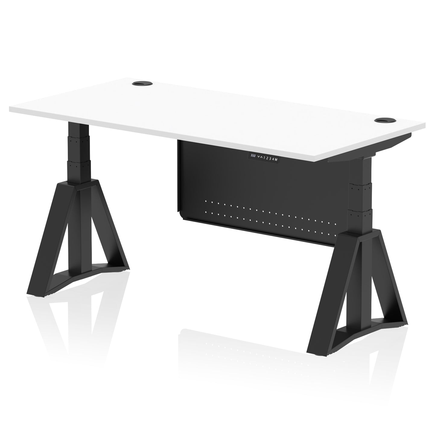 Air Height Adjustable Desk With Cable Ports With Steel Modesty Panel With Piste Foot - 1200mm, 1400mm, 1600mm or 1800mm - Multiple Colour Options