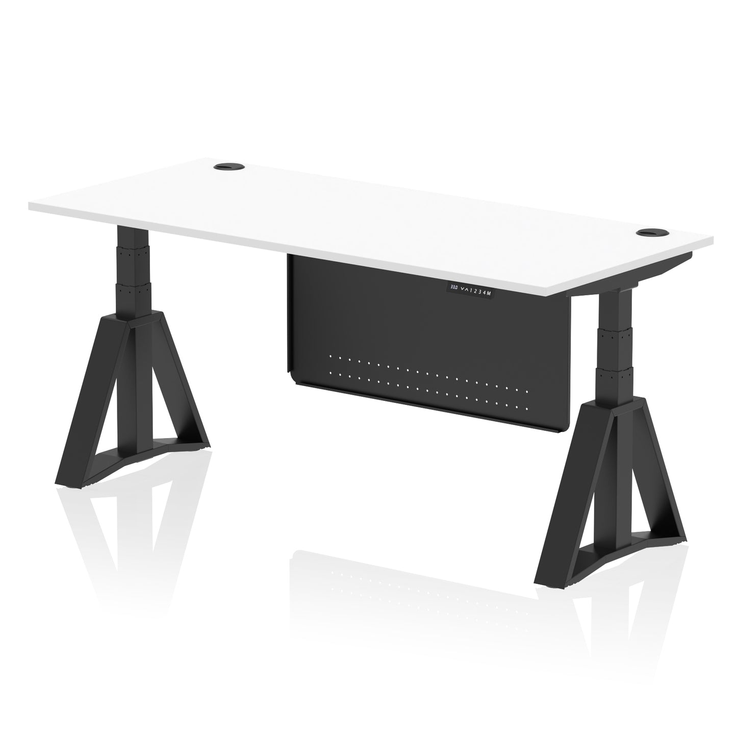 Air Height Adjustable Desk With Cable Ports With Steel Modesty Panel With Piste Foot - 1200mm, 1400mm, 1600mm or 1800mm - Multiple Colour Options