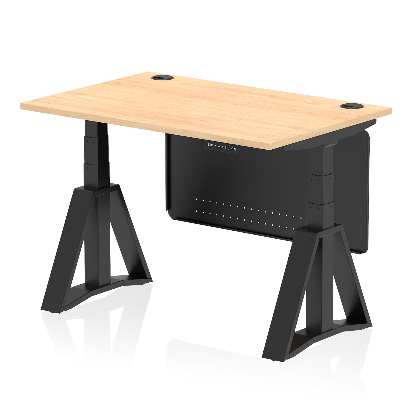 Air Height Adjustable Desk With Cable Ports With Steel Modesty Panel With Piste Foot - 1200mm, 1400mm, 1600mm or 1800mm - Multiple Colour Options