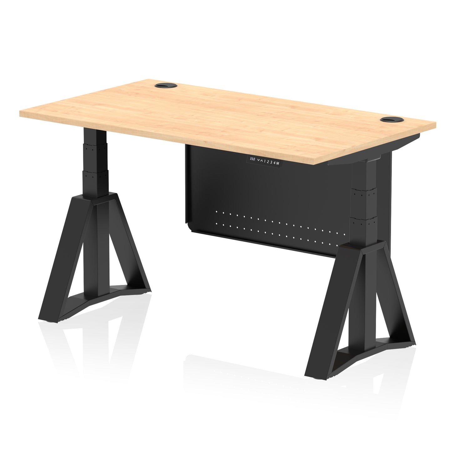 Air Height Adjustable Desk With Cable Ports With Steel Modesty Panel With Piste Foot - 1200mm, 1400mm, 1600mm or 1800mm - Multiple Colour Options