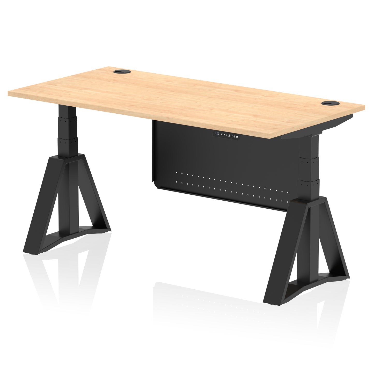 Air Height Adjustable Desk With Cable Ports With Steel Modesty Panel With Piste Foot - 1200mm, 1400mm, 1600mm or 1800mm - Multiple Colour Options