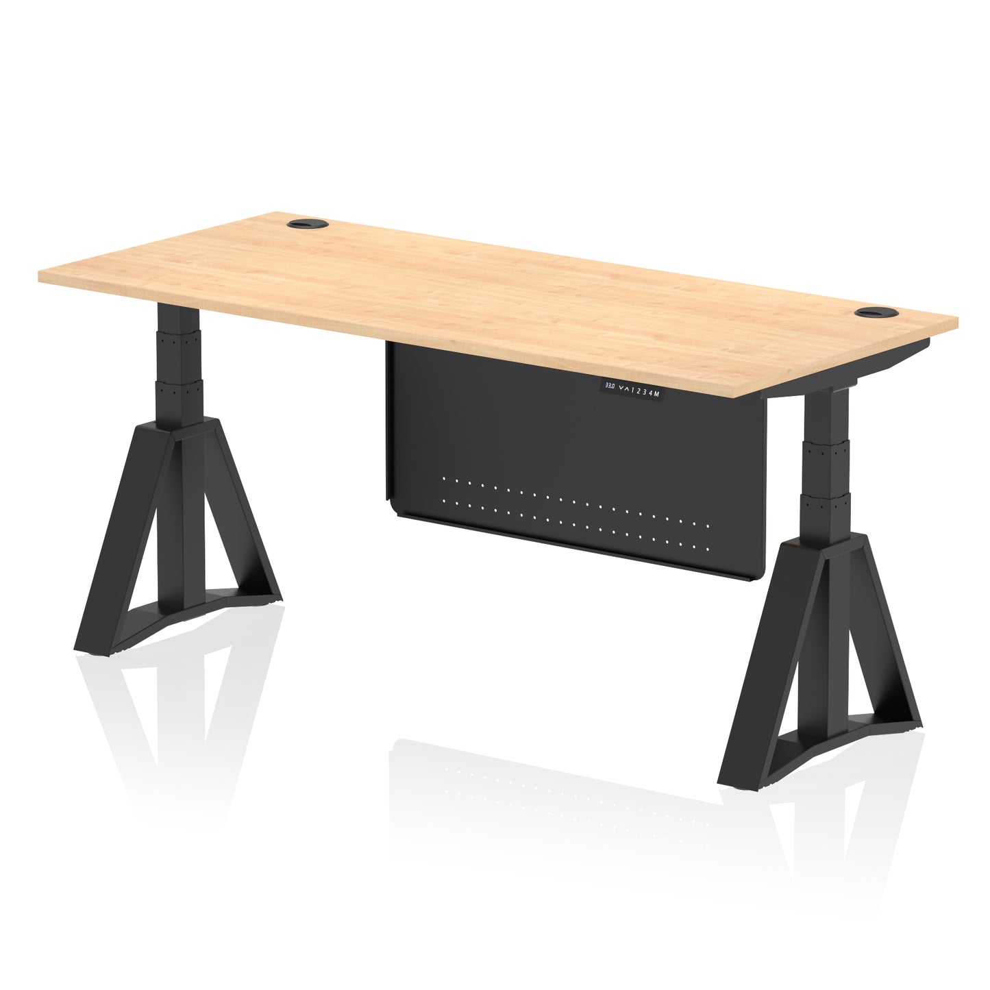 Air Height Adjustable Desk With Cable Ports With Steel Modesty Panel With Piste Foot - 1200mm, 1400mm, 1600mm or 1800mm - Multiple Colour Options