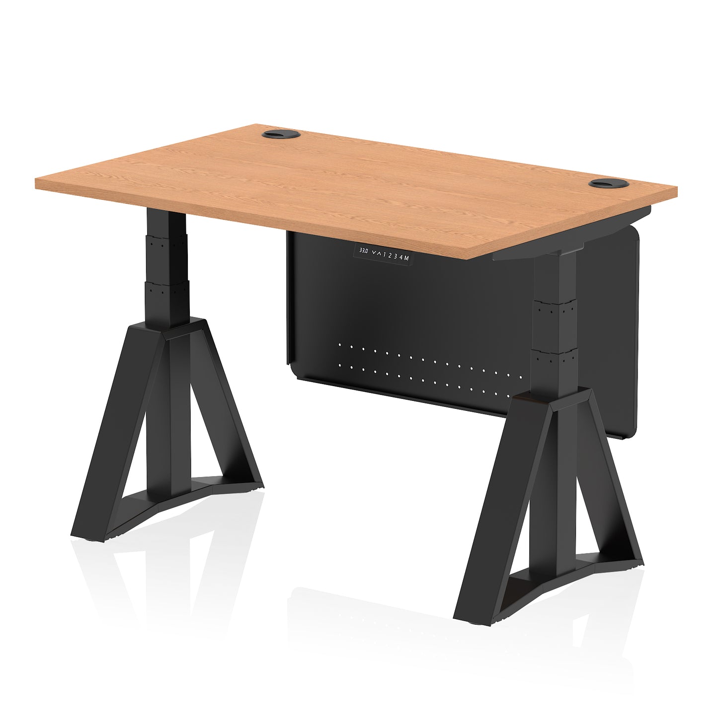 Air Height Adjustable Desk With Cable Ports With Steel Modesty Panel With Piste Foot - 1200mm, 1400mm, 1600mm or 1800mm - Multiple Colour Options