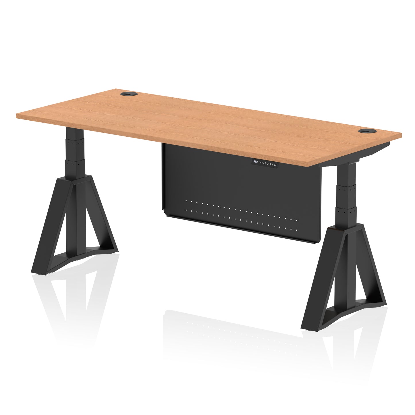 Air Height Adjustable Desk With Cable Ports With Steel Modesty Panel With Piste Foot - 1200mm, 1400mm, 1600mm or 1800mm - Multiple Colour Options