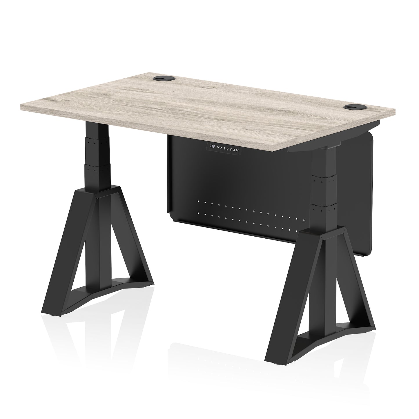 Air Height Adjustable Desk With Cable Ports With Steel Modesty Panel With Piste Foot - 1200mm, 1400mm, 1600mm or 1800mm - Multiple Colour Options