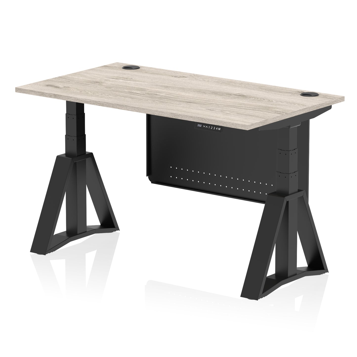 Air Height Adjustable Desk With Cable Ports With Steel Modesty Panel With Piste Foot - 1200mm, 1400mm, 1600mm or 1800mm - Multiple Colour Options