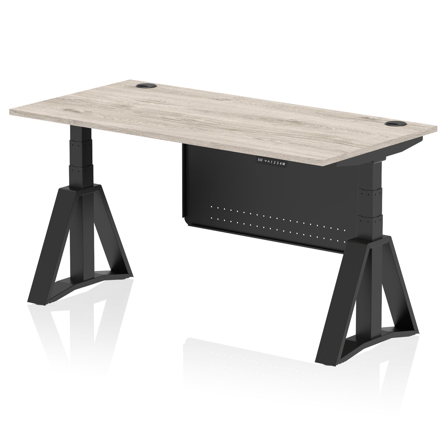 Air Height Adjustable Desk With Cable Ports With Steel Modesty Panel With Piste Foot - 1200mm, 1400mm, 1600mm or 1800mm - Multiple Colour Options