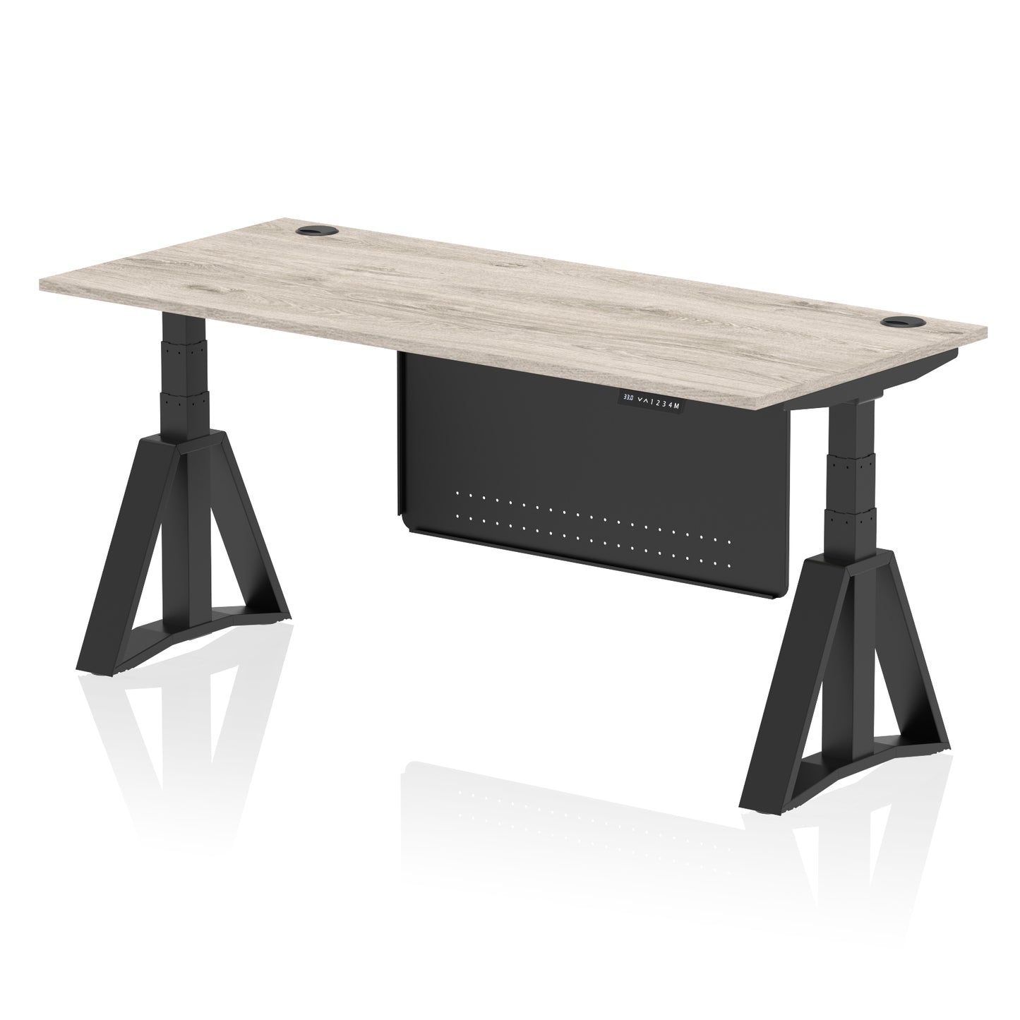 Air Height Adjustable Desk With Cable Ports With Steel Modesty Panel With Piste Foot - 1200mm, 1400mm, 1600mm or 1800mm - Multiple Colour Options