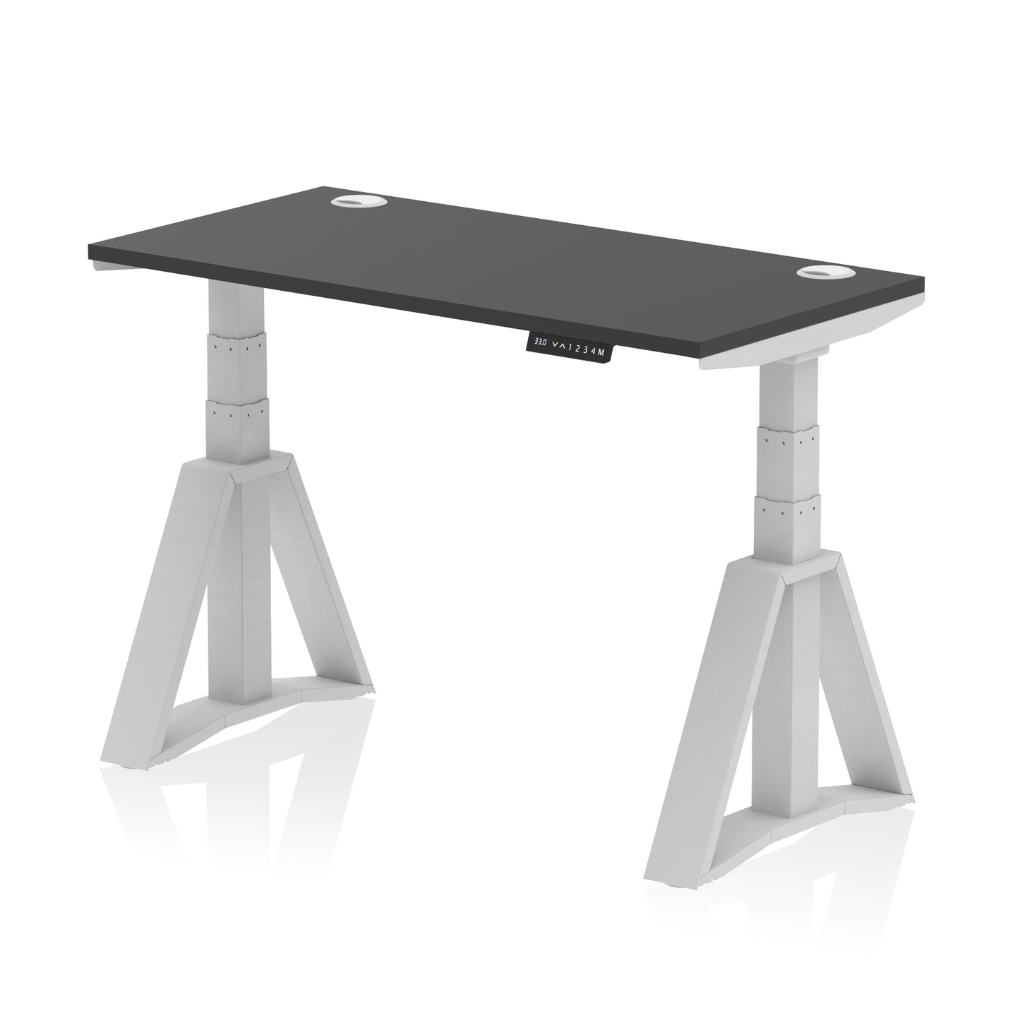 Air Height Adjustable Slimline Desk With Cable Ports With Piste Foot - 1200mm, 1400mm, 1600mm or 1800mm - Multiple Colour Options