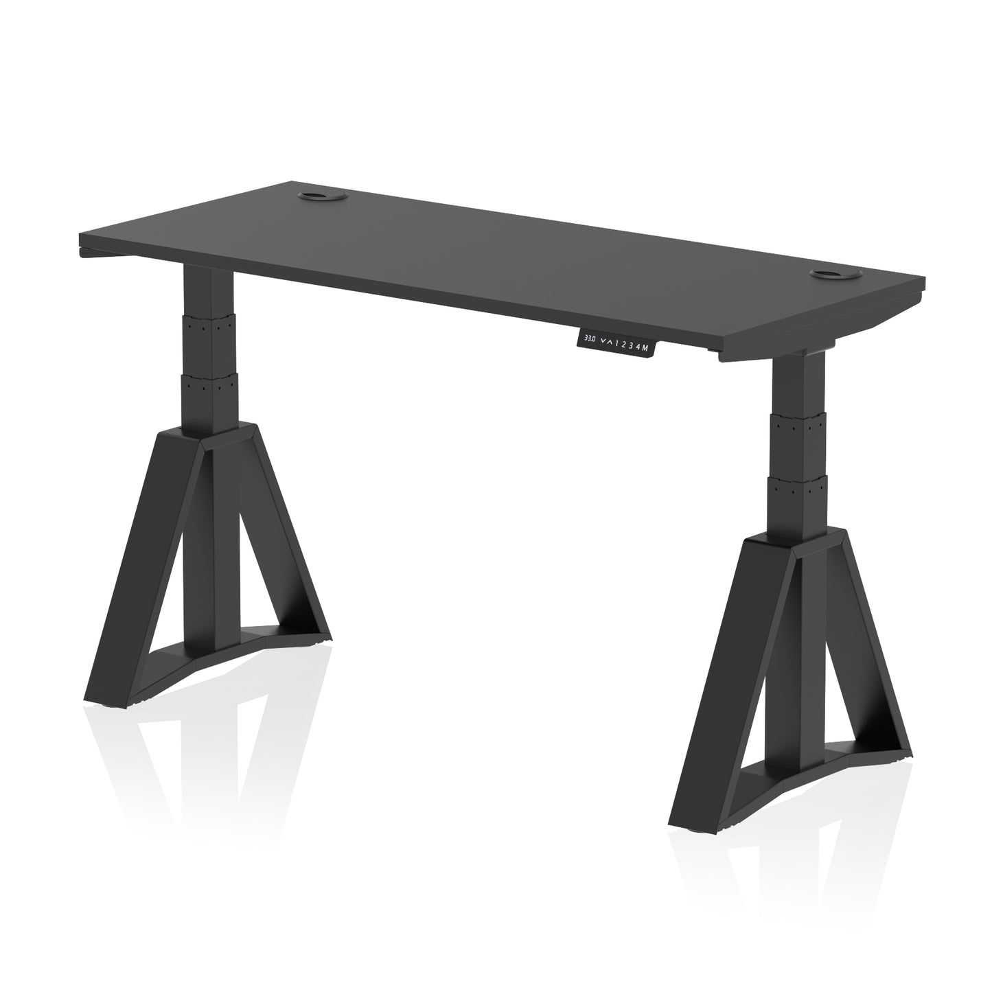 Air Height Adjustable Slimline Desk With Cable Ports With Piste Foot - 1200mm, 1400mm, 1600mm or 1800mm - Multiple Colour Options