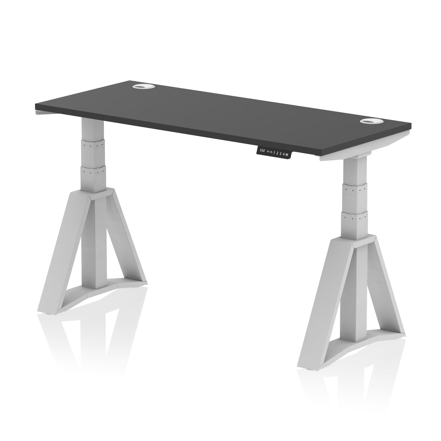 Air Height Adjustable Slimline Desk With Cable Ports With Piste Foot - 1200mm, 1400mm, 1600mm or 1800mm - Multiple Colour Options