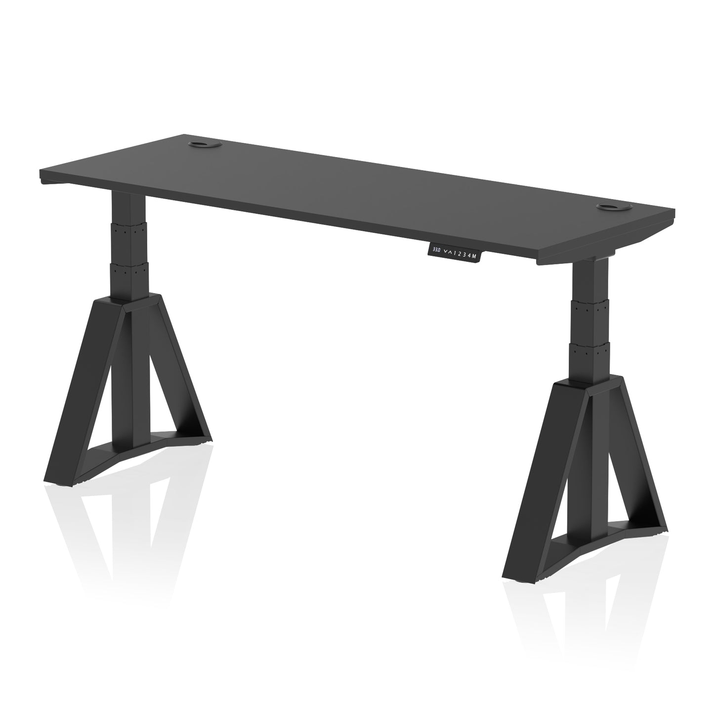 Air Height Adjustable Slimline Desk With Cable Ports With Piste Foot - 1200mm, 1400mm, 1600mm or 1800mm - Multiple Colour Options