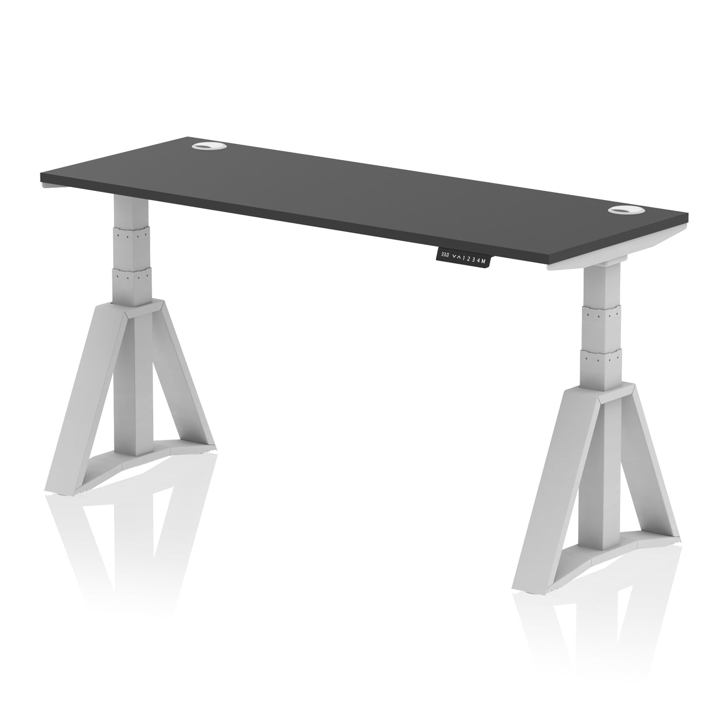 Air Height Adjustable Slimline Desk With Cable Ports With Piste Foot - 1200mm, 1400mm, 1600mm or 1800mm - Multiple Colour Options