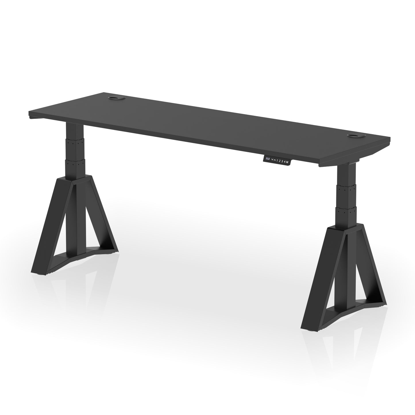 Air Height Adjustable Slimline Desk With Cable Ports With Piste Foot - 1200mm, 1400mm, 1600mm or 1800mm - Multiple Colour Options