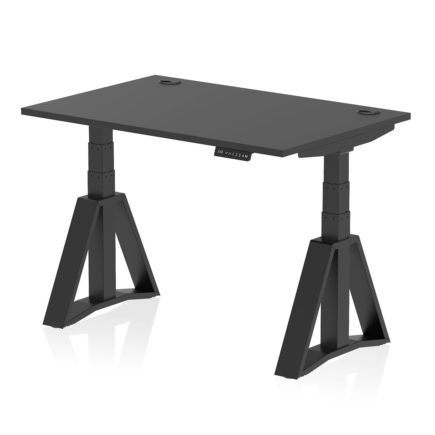 Air Height Adjustable Desk With Cable Ports With Piste Foot - 1200mm, 1400mm, 1600mm or 1800mm - Multiple Colour Options