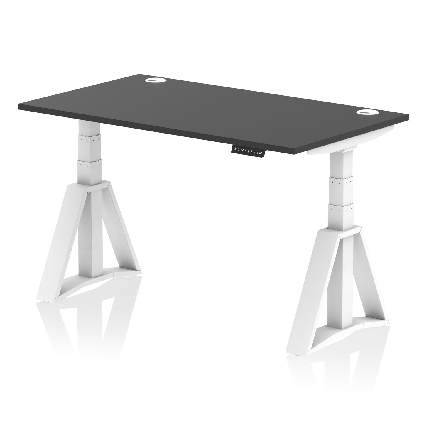 Air Height Adjustable Desk With Cable Ports With Piste Foot - 1200mm, 1400mm, 1600mm or 1800mm - Multiple Colour Options