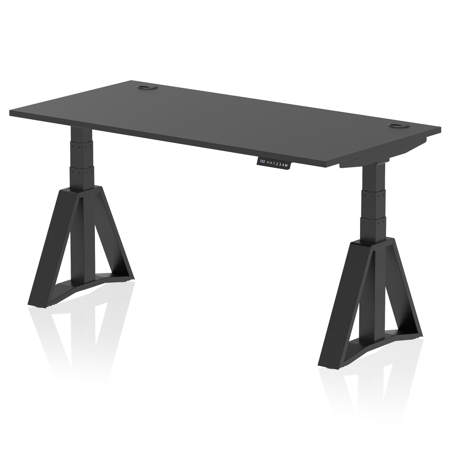 Air Height Adjustable Desk With Cable Ports With Piste Foot - 1200mm, 1400mm, 1600mm or 1800mm - Multiple Colour Options