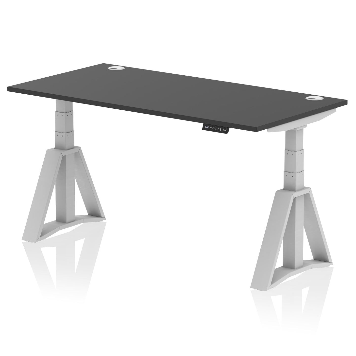 Air Height Adjustable Desk With Cable Ports With Piste Foot - 1200mm, 1400mm, 1600mm or 1800mm - Multiple Colour Options