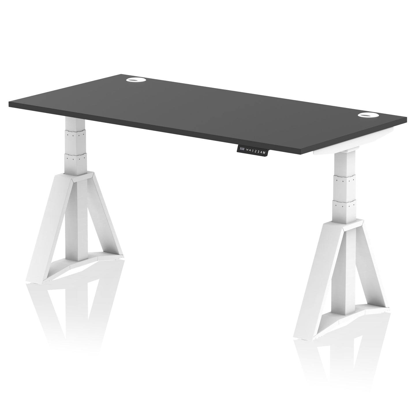 Air Height Adjustable Desk With Cable Ports With Piste Foot - 1200mm, 1400mm, 1600mm or 1800mm - Multiple Colour Options