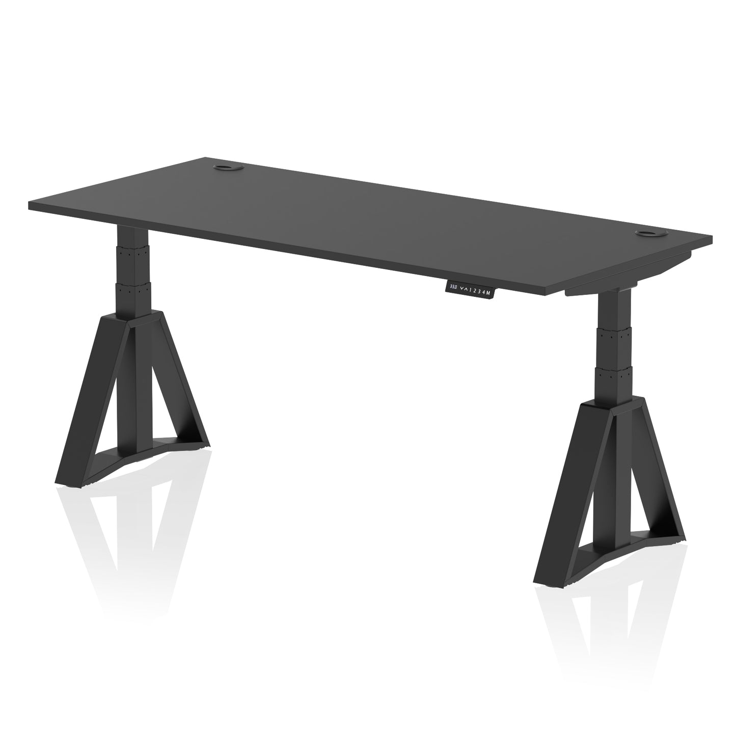 Air Height Adjustable Desk With Cable Ports With Piste Foot - 1200mm, 1400mm, 1600mm or 1800mm - Multiple Colour Options