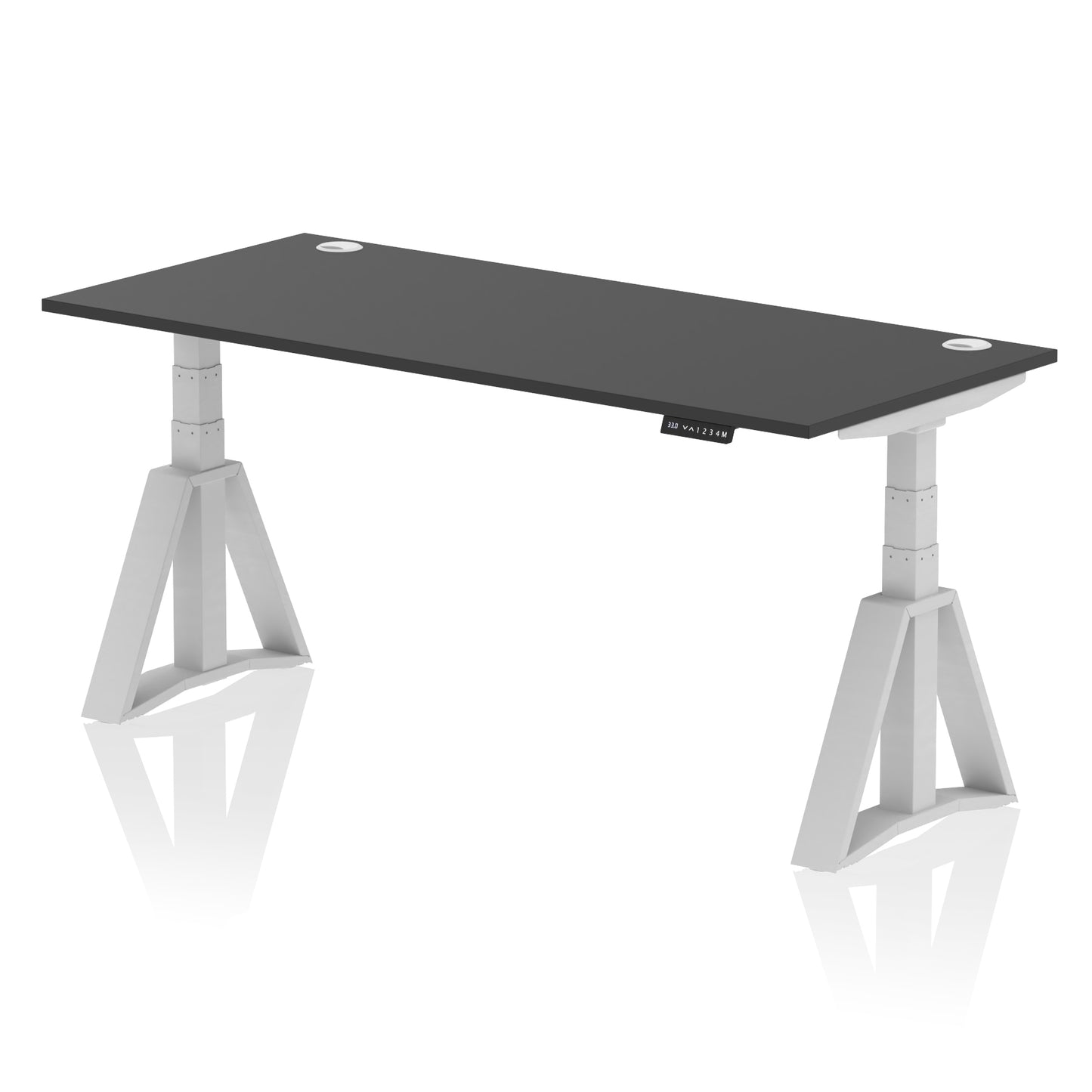 Air Height Adjustable Desk With Cable Ports With Piste Foot - 1200mm, 1400mm, 1600mm or 1800mm - Multiple Colour Options