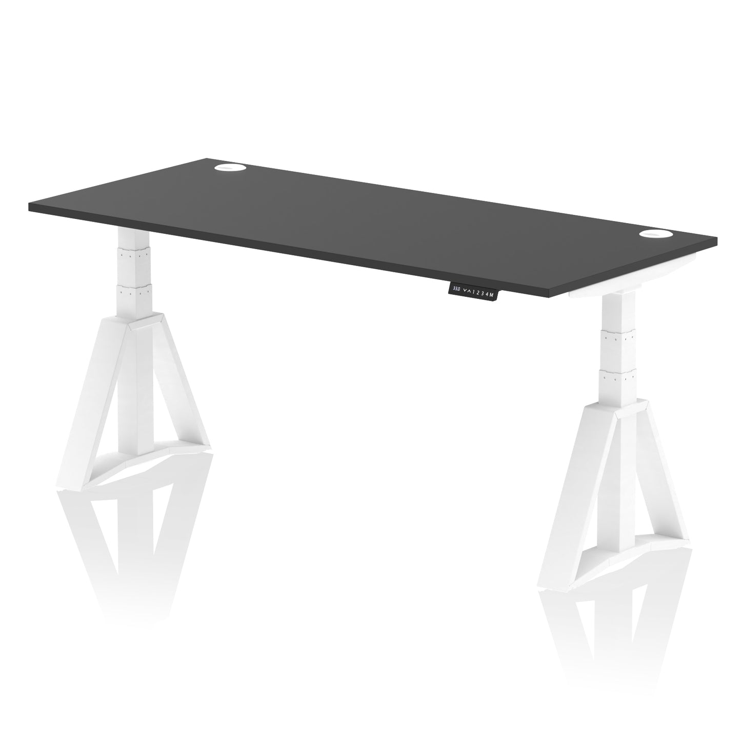 Air Height Adjustable Desk With Cable Ports With Piste Foot - 1200mm, 1400mm, 1600mm or 1800mm - Multiple Colour Options