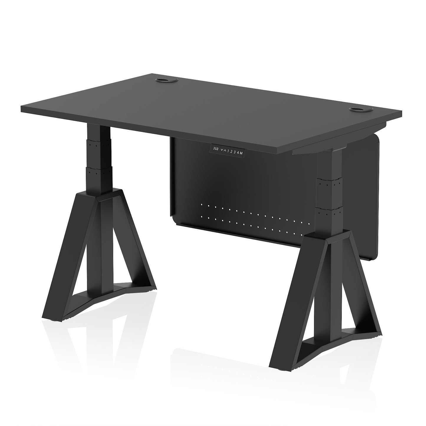 Air Height Adjustable Desk With Cable Ports With Steel Modesty Panel With Piste Foot - 1200mm, 1400mm, 1600mm or 1800mm - Multiple Colour Options