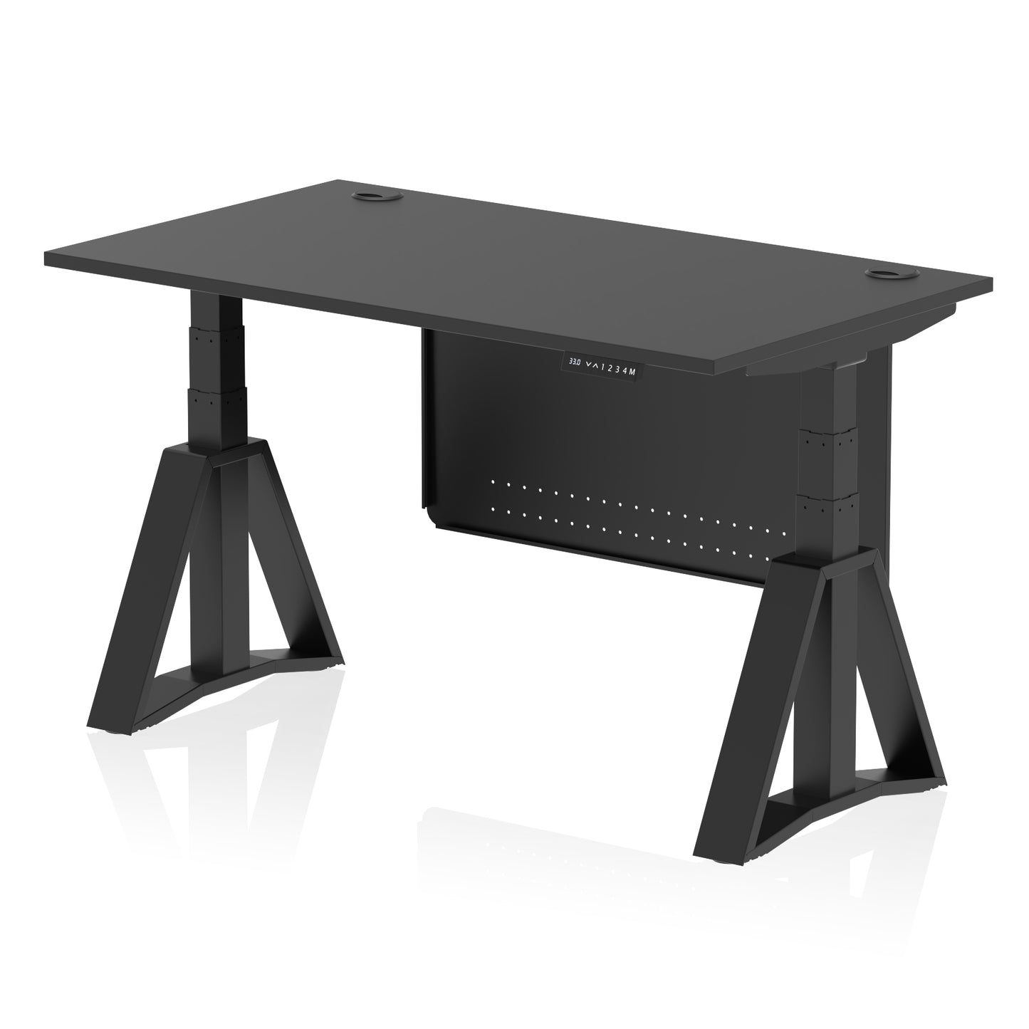 Air Height Adjustable Desk With Cable Ports With Steel Modesty Panel With Piste Foot - 1200mm, 1400mm, 1600mm or 1800mm - Multiple Colour Options