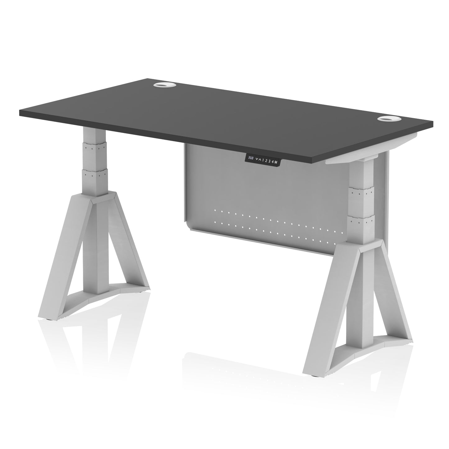 Air Height Adjustable Desk With Cable Ports With Steel Modesty Panel With Piste Foot - 1200mm, 1400mm, 1600mm or 1800mm - Multiple Colour Options